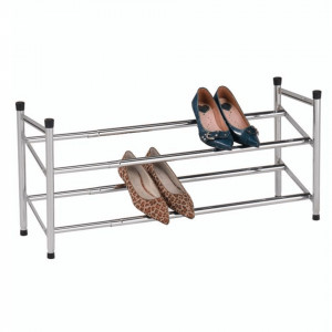 Pantofar, rafturi cu lăţime reglabilă, 2 rânduri, cromat, 63-110x23x35 cm - TP6063