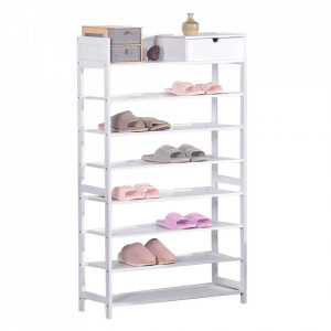 Pantofar, suport pentru pantofi, 7 poliţe, alb, 70x25x117 cm - TP296531 - Img 1