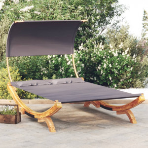 Pat de exterior cu baldachin antracit 165x203x126 cm lemn masiv - V313954V - Img 2