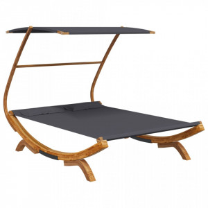 Pat de exterior cu baldachin antracit 165x203x138 cm lemn masiv - V313952V