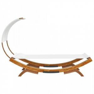 Pat de exterior cu baldachin, crem, 100x200x126 cm, lemn masiv - V313945V - Img 4