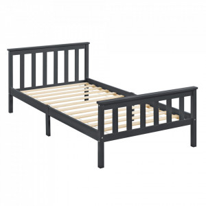 Pat lemn Breda 120DG , 209 x128 x 80 cm, lemn brad/PAL, gri inchis mat lacuit,150 Kg, dublu, fara saltea - P72021422 - Img 2
