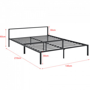 Pat rama metalica Imatra140, 210 x 145x 60 cm, otel, negru mat, dublu, cu saltea - P69885158 - Img 2