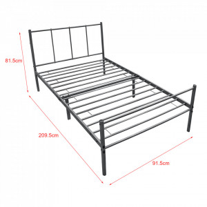 Pat rama metalica Laos W90, 209,5 x 91,5 x 81,5 cm, otel, gri mat, single - P69703531 - Img 3