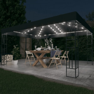 Pavilion cu șir de lumini LED, antracit, 3x4 m, țesătură - V3070329V - Img 2
