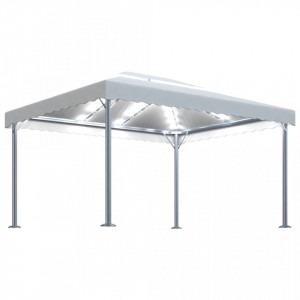 Pavilion cu șiruri lumini LED, crem, 400x300 cm, aluminiu - V3070351V - Img 1
