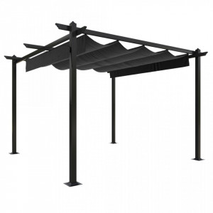 Pavilion de grădină, acoperiș retractabil, antracit, 3x3 m - V318535V