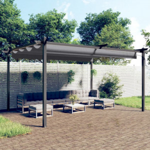 Pavilion de grădină, acoperiș retractabil, antracit, 4x3 m - V318538V - Img 2