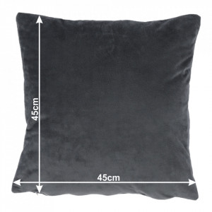 Pernă, material textil de catifea gri închis, 45x45 cm - TP238747 - Img 6