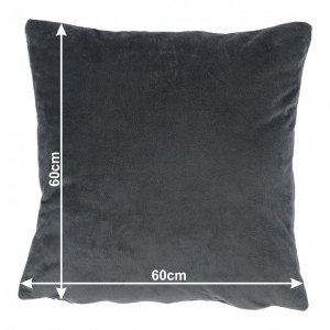 Pernă, material textil de catifea gri închis, 60x60 cm - TP238899 - Img 12