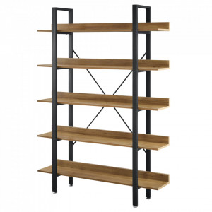 Raft cu 5 polite negru/culoarea nucului - P65258756 - Img 2
