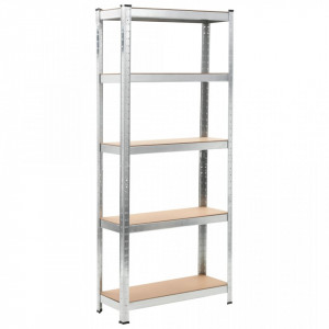 Rafturi depozitare, 3 buc., argintiu, 75x30x172cm, otel & MDF - V144272V - Img 2