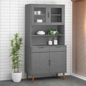 Rafturi superioare dulap înalt, gri, 90x35x100 cm, lemn de pin - V350551V - Img 2
