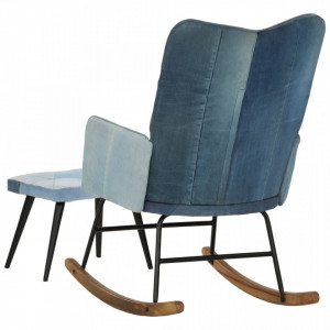 Scaun balansoar cu taburet, model mozaic, albastru denim, pânză - V339704V - Img 4