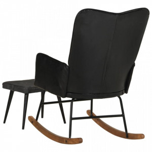 Scaun balansoar cu taburet, negru, piele naturală - V339698V - Img 4