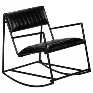 Scaun balansoar, negru, piele naturală - V282905V - Img 2