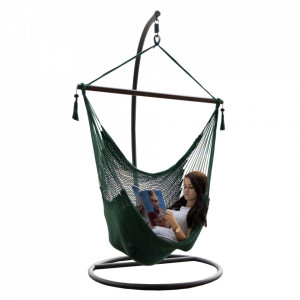 Scaun balansoar suspendabil, hamac, leagăn agăţat, verde, 130x100 cm - TP262393 - Img 6