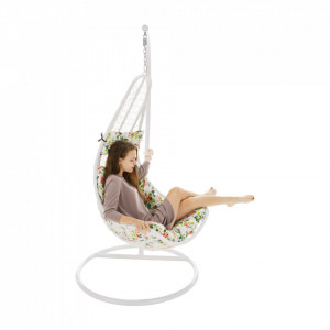Scaun balansoar suspendabil, leagăn agăţat, alb, 105x105x195 cm - TP286349 - Img 4