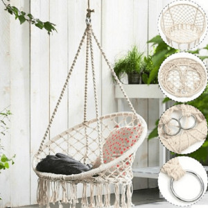 Scaun balansoar suspendabil, leagăn agăţat, alb, 80x120 cm - TP274286 - Img 18