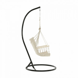 Scaun balansoar suspendabil, leagăn agăţat, alb, 98x60x110 cm - TP254346 - Img 11