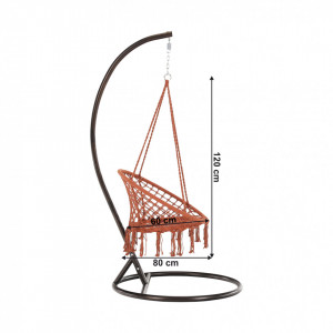 Scaun balansoar suspendabil, leagăn agăţat, maro, 80x120 cm - TP295531 - Img 3