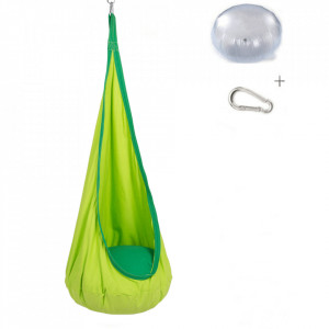 Scaun balansoar suspendabil, leagăn agăţat, verde, 60x150x70 cm - TP274726 - Img 5