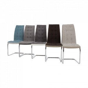 Scaun bucătărie, material textil gri deschis/piele ecologică gri/crom - TP203812 - Img 9