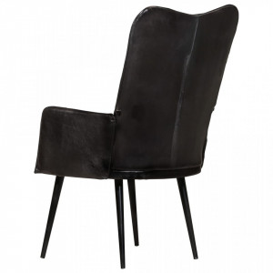 Scaun cu spătar înalt, negru, piele naturală - V339650V - Img 3
