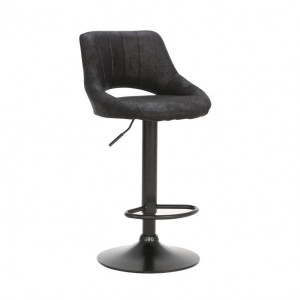 Scaun de bar, material textil negru cu efect de piele întoarsă - TP230858
