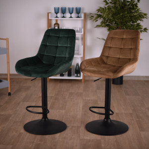 Scaun de bar, material textil Velvet verde închis - TP299530 - Img 2