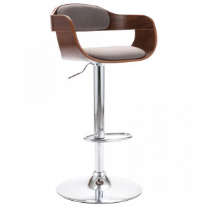 Scaun de bar, placaj si material textil gri taupe - V287408V - Img 2