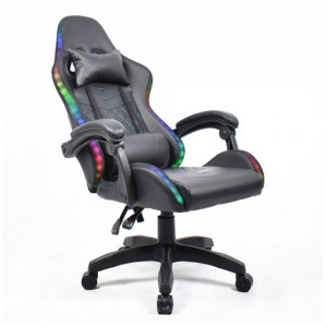 Scaun de birou cu iluminare RGB, gaming, negru, 64x60x127-137 cm - TP279983 - Img 7