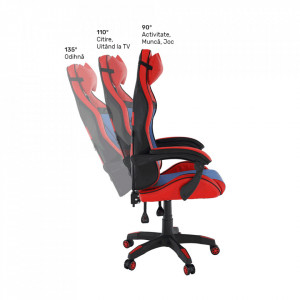 Scaun de birou, gaming, albastru și roşu, 64x60x122-132 cm - TP279408 - Img 18