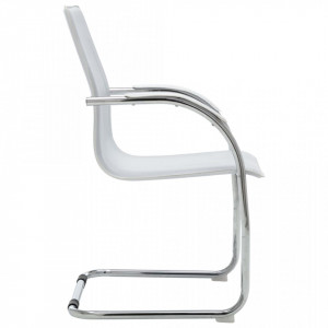 Scaun de birou tip consola, alb, piele ecologica - V289359V - Img 3