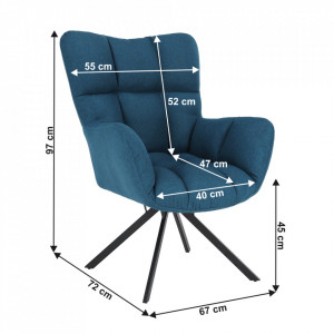 Scaun de design ţesătură albastru petrol - TP276608 - Img 4