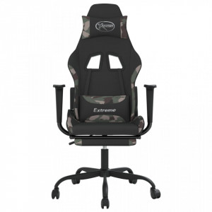 Scaun de gaming cu suport picioare, negru și camuflaj, textil - V345490V - Img 3