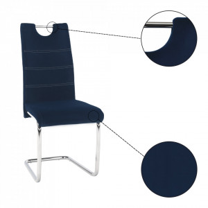 Scaun de masă, ţesătură albastră din catifea / cusături deschise - TP285421 - Img 3