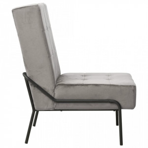 Scaun de relaxare, 65x79x87 cm, gri deschis, catifea - V325770V - Img 3