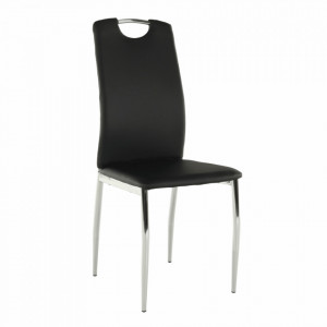 Scaun dining, piele ecologică neagră/crom - TP182185 - Img 17