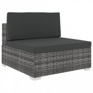 Scaun modular de mijloc, 1 buc., gri, poliratan, cu perne - V46795V