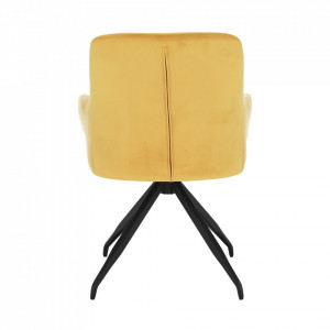 Scaun pivotant, ţesătură de catifea muştar/ negru - TP282997 - Img 2