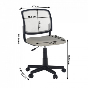 Scaun rotativ, gri/negru, 47x80/91x42 cm - TP265165 - Img 16