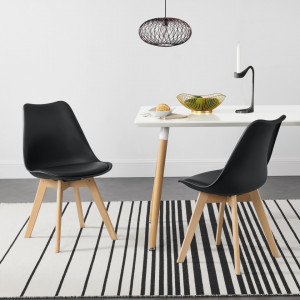 Scaune bucatarie, set 4 buc, PU/fag, negru - P74694628 - Img 1