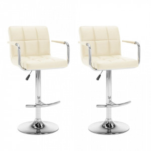 Scaune de bar, 2 buc., crem, piele ecologica - V323627V