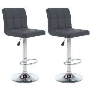 Scaune de bar, 2 buc., gri, piele ecologica - V323638V