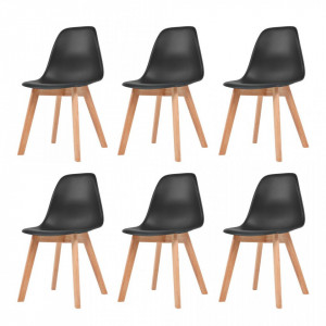 Scaune de bucatarie, 6 buc., negru, plastic - V244779V