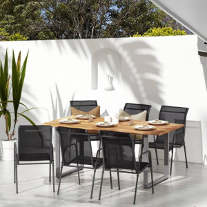 Scaune de grădină, 6 buc., negru, oțel și textilenă - V316819V - Img 2