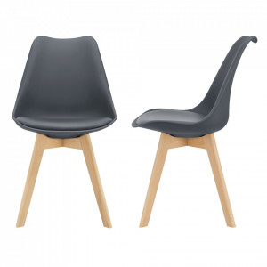 Scaune design, set 2 buc, 81 x 49 x 57 cm, gri - P67291229