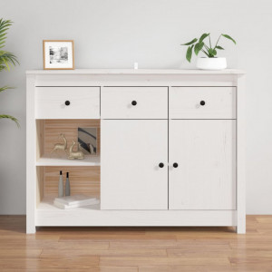 Servantă, alb, 100x35x74 cm, lemn masiv de pin - V814555V - Img 2
