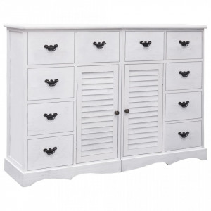 Servanta cu 10 sertare, alb, 113 x 30 x 79 cm, lemn - V284179V
